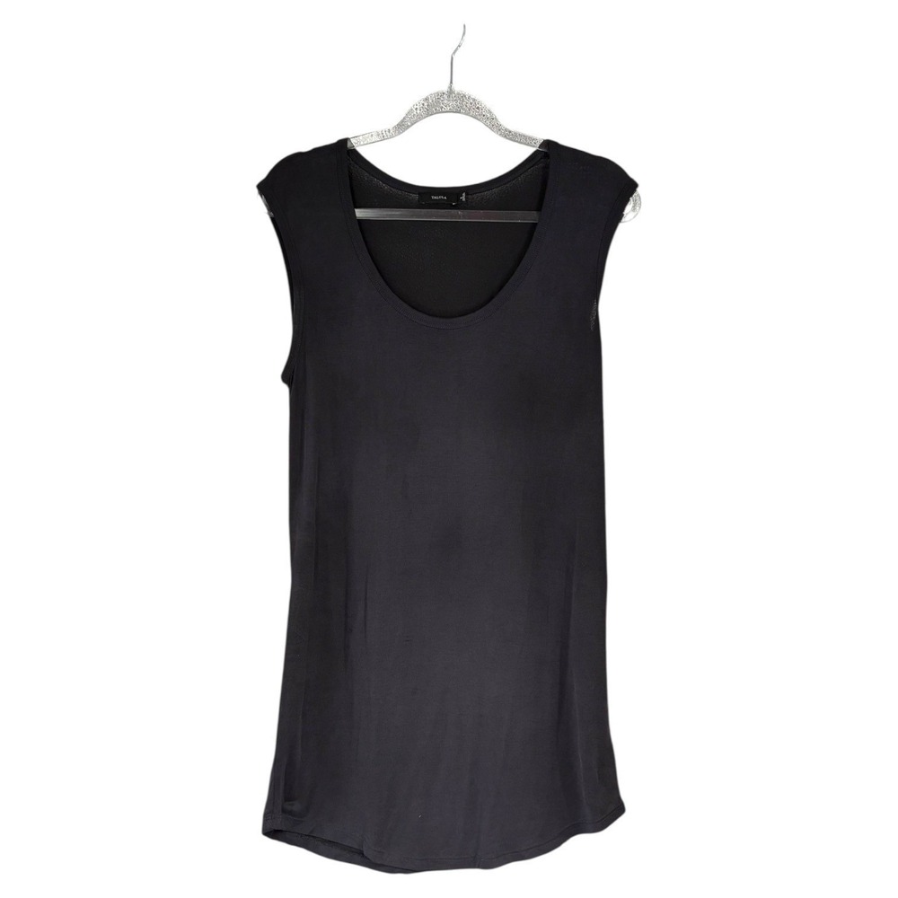 Talula Aritzia Black Sleeveless Tunic Tank Top Longline Scoop Neck Basic S‎